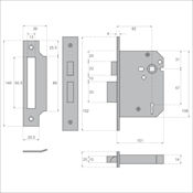 #05 4" (101mm) Imperial G3000 3 Lever Medium Security Mortice Lock for Lever Door Handles