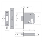 #03  2.5" (63mm) Imperial G7004 Medium Security Euro Profile Cylinder Deadlock