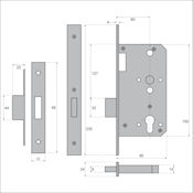 #06 85mm Medium Security Euro DIN Style Cylinder Deadlock