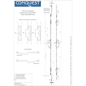 Winkhaus FGTE Thunderbolt Multi-Point Double Door Lock Set 45mm Backset